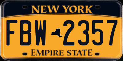 NY license plate FBW2357