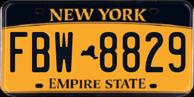NY license plate FBW8829