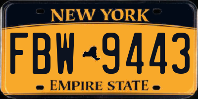 NY license plate FBW9443