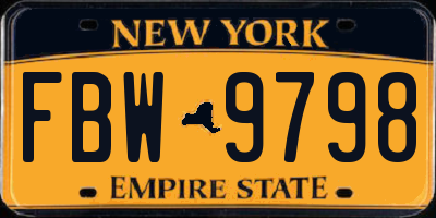 NY license plate FBW9798