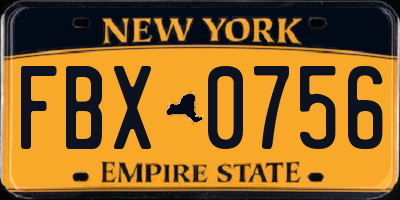 NY license plate FBX0756