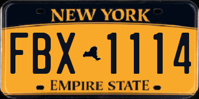 NY license plate FBX1114