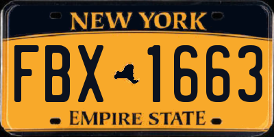 NY license plate FBX1663