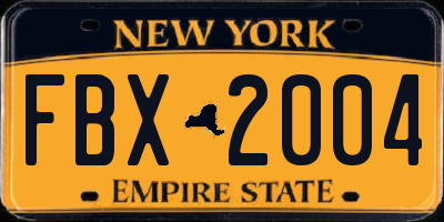 NY license plate FBX2004