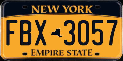 NY license plate FBX3057