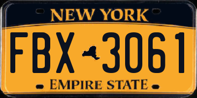 NY license plate FBX3061