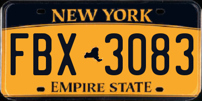 NY license plate FBX3083