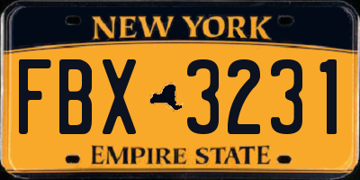 NY license plate FBX3231