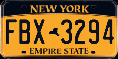 NY license plate FBX3294