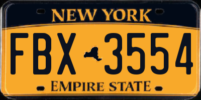 NY license plate FBX3554