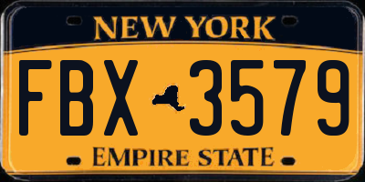 NY license plate FBX3579
