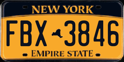 NY license plate FBX3846