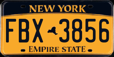 NY license plate FBX3856