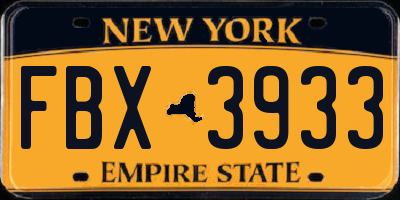 NY license plate FBX3933