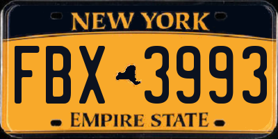 NY license plate FBX3993