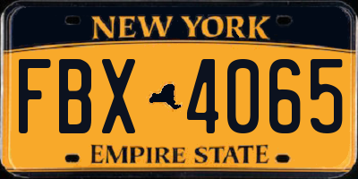 NY license plate FBX4065