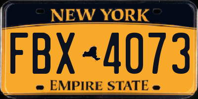 NY license plate FBX4073
