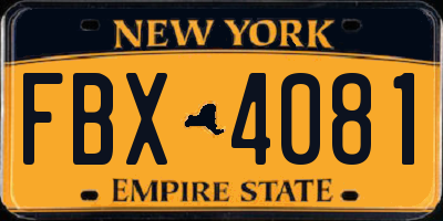 NY license plate FBX4081