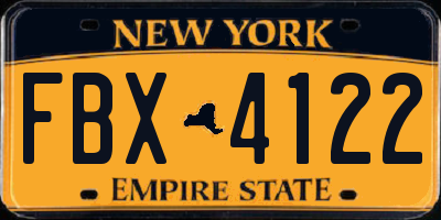 NY license plate FBX4122