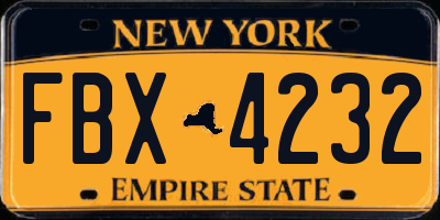 NY license plate FBX4232