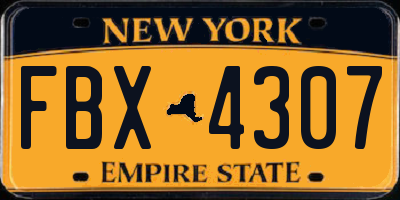 NY license plate FBX4307