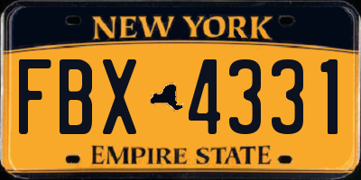 NY license plate FBX4331