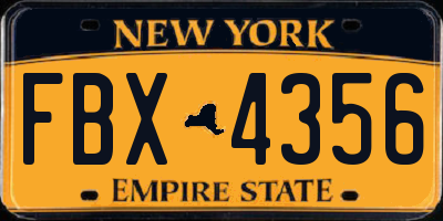 NY license plate FBX4356