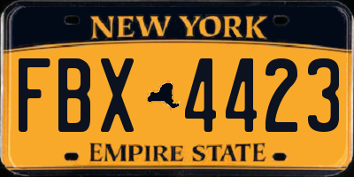 NY license plate FBX4423