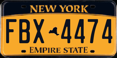 NY license plate FBX4474