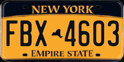 NY license plate FBX4603