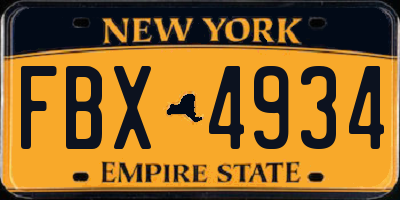 NY license plate FBX4934