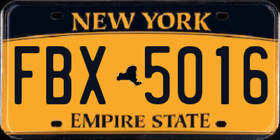 NY license plate FBX5016