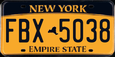NY license plate FBX5038