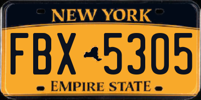 NY license plate FBX5305