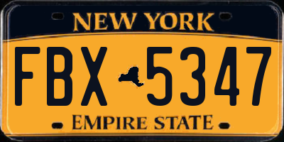 NY license plate FBX5347
