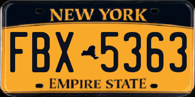 NY license plate FBX5363
