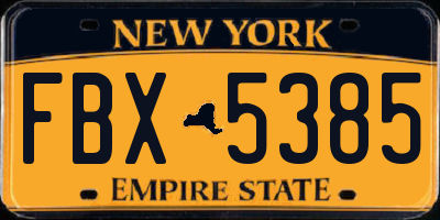 NY license plate FBX5385