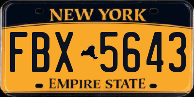 NY license plate FBX5643