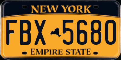 NY license plate FBX5680