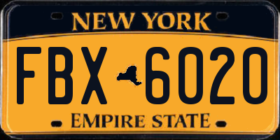 NY license plate FBX6020