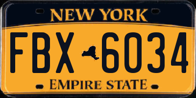 NY license plate FBX6034