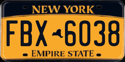 NY license plate FBX6038