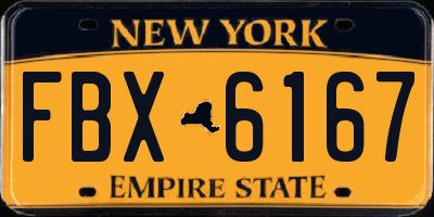 NY license plate FBX6167