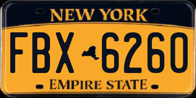 NY license plate FBX6260