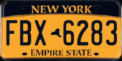 NY license plate FBX6283