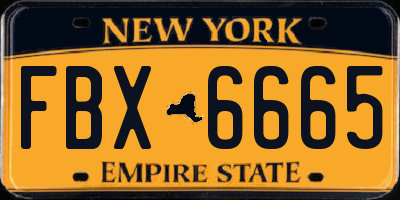 NY license plate FBX6665