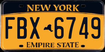 NY license plate FBX6749
