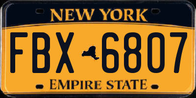 NY license plate FBX6807