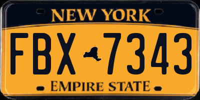 NY license plate FBX7343