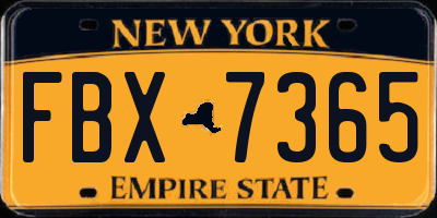 NY license plate FBX7365